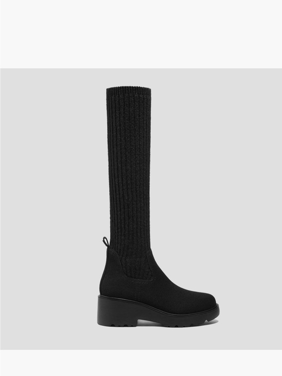 Vivaia Shoes - Vivaia Eduarda Knee-High Knit Platform Heeled Boots in Black size 8